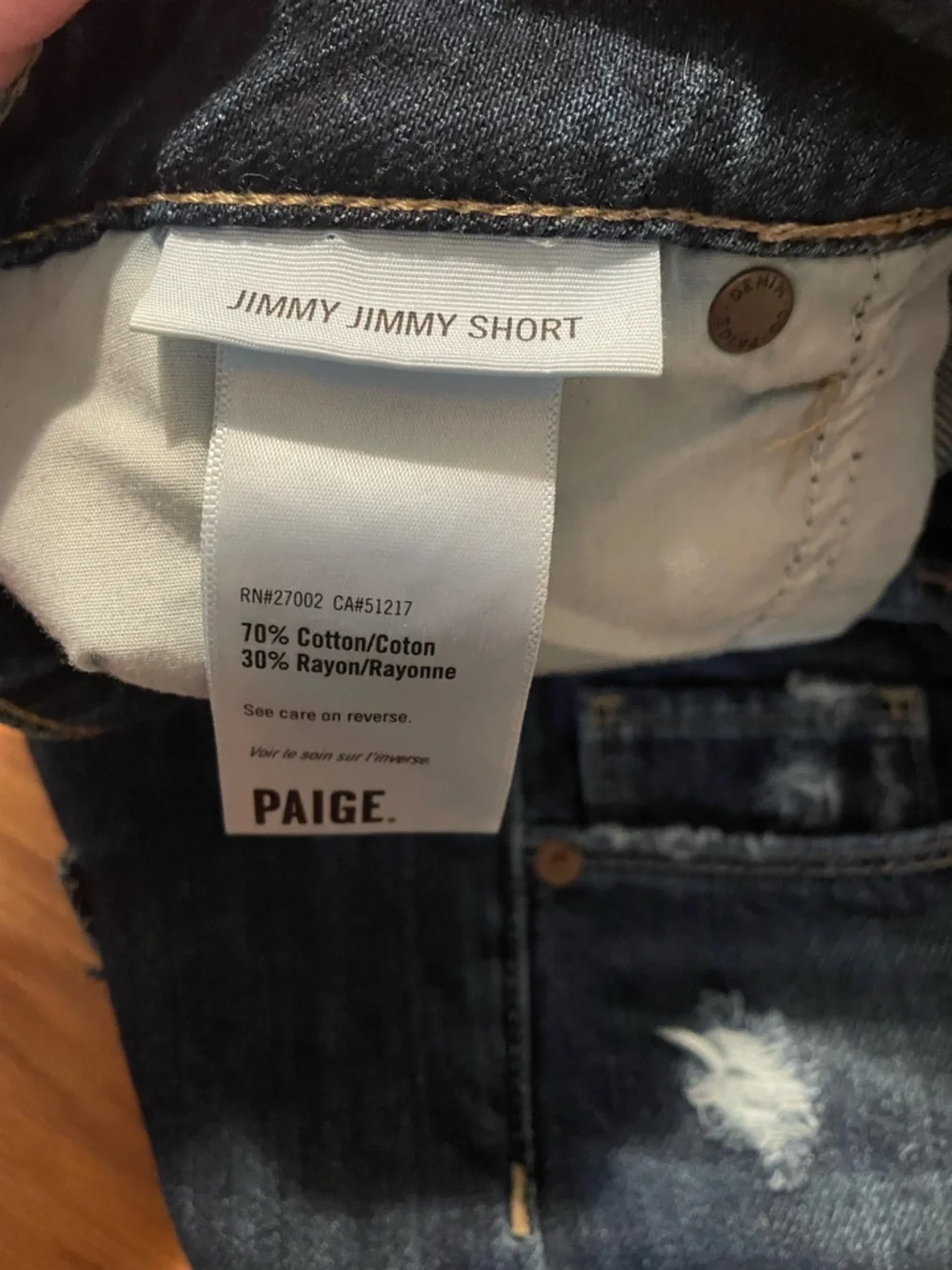 PAIGE Jimmy Jimmy Short Dark Wash Distressed High Waist Cut off - Women's 29 - Picture 4 of 5